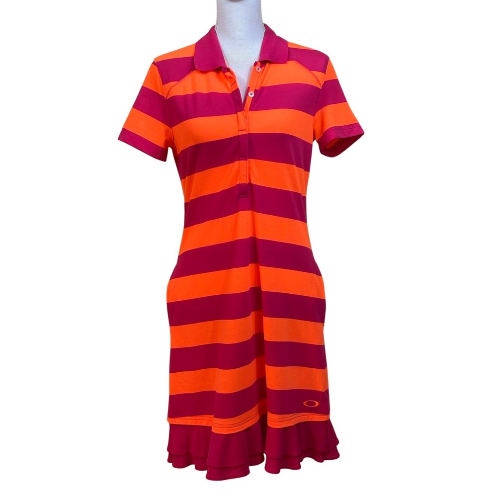 Oakley Sweet Spot Rugby Neon Striped Dress Sporty Preppy Active Size Medium